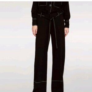 Zara Black Contrast Stitch Pants w Matching Belt